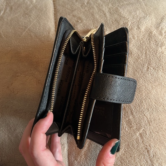 Michael Kors Black Leather Wallet Gold Hardware - Picture 3 of 4